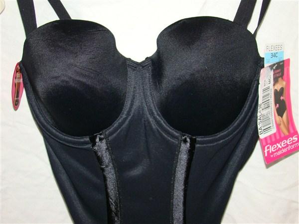 NWT Flexees 36B Easy Up Strapless Firm Control Bodybriefer 1256 Black 129142
