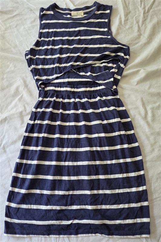NWOT Anthropologie T.LA M Boho Open Front Mini Blue Stripe Dress 129154