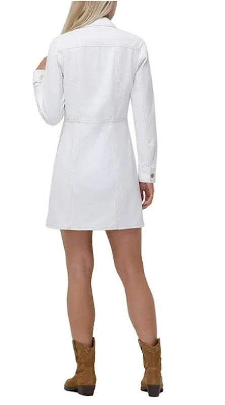 NWT Frye XL Denim Western Jean Button Up Mini Dress Jacket Bone White 129157