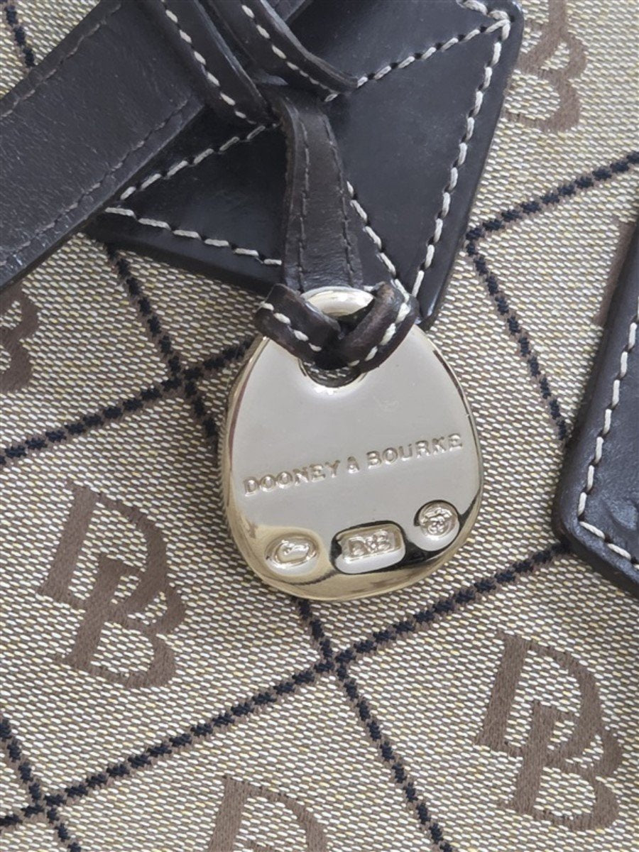 Dooney Bourke Y2K Leather & Cloth Signature Shopper Purse Handbag Brown 129182