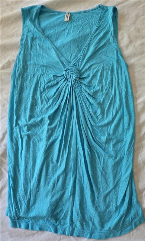 NWOT Last Tango s/m Rose Drape Loose Camisole Tank Top Aqua 129220
