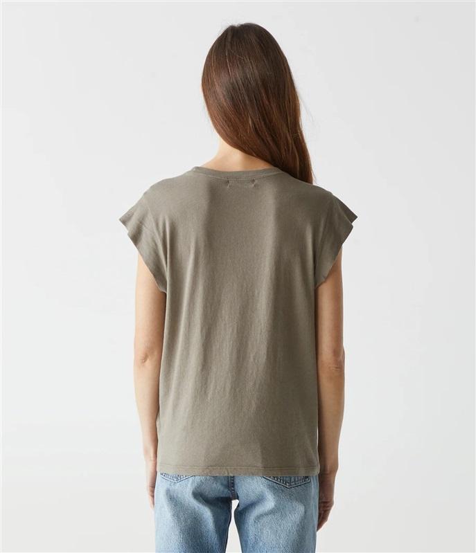 NWOT Michael Stars XS Joey Power Shoulder Tee in Green 123682