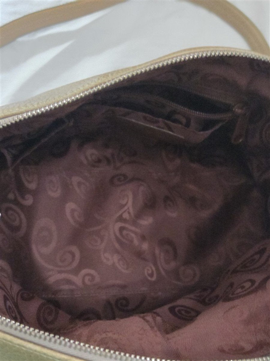 Vintage Brighton Gold Metallic Pebble Leather Hobo Bag Purse 129264