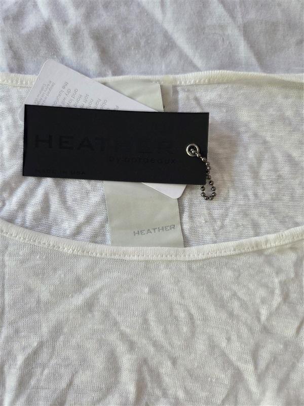 NWT Heather H by Bordeaux SM Linen Trapeze Top SS White 129329