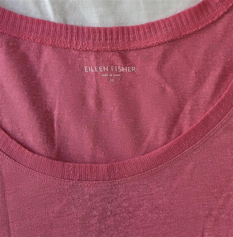 NWOT Eileen Fisher M Linen Pink 3/4 Sleeve Tunic 129398