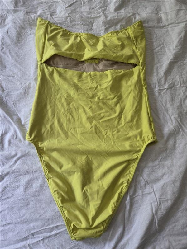 NWOT PilyQ S Neon Yellow Bandeau 1PC Swimsuit 129548