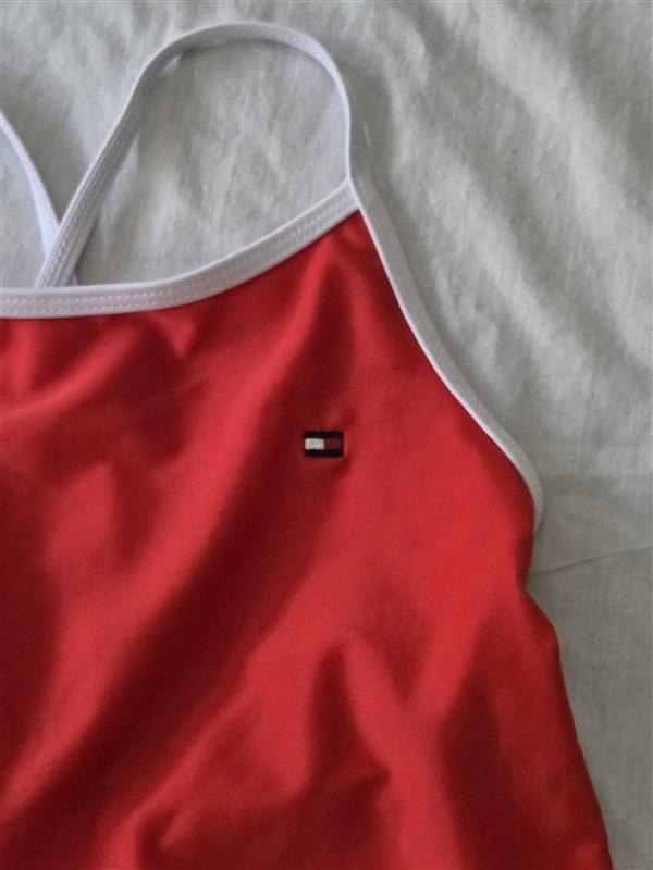 NWT Tommy Hilfiger 8/10 Girls 2pc Tankini Swimsuit Red Blue 129620
