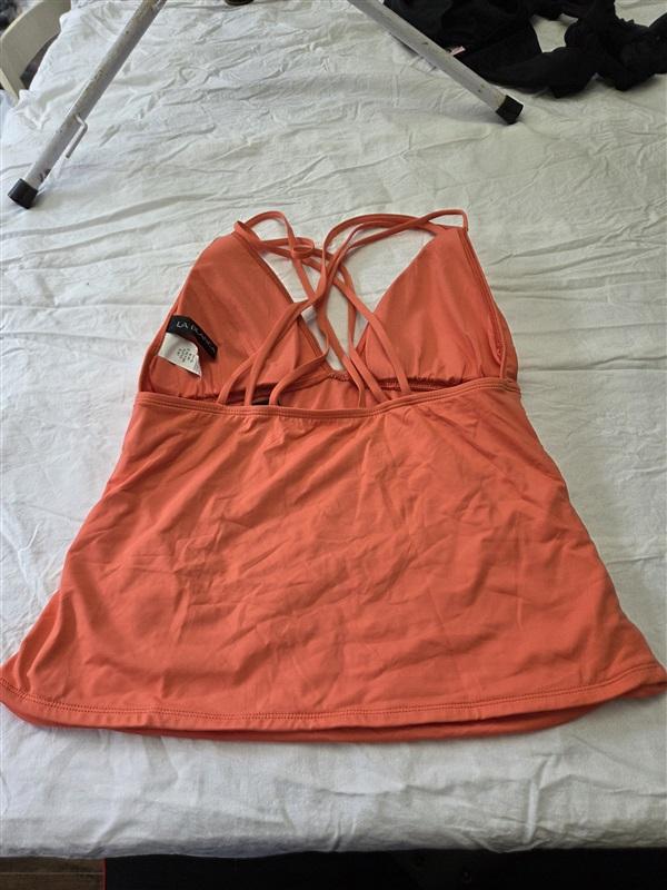 NWT La Blanca SZ 12 Island Goddess Orange Tankini Swim Top 129624