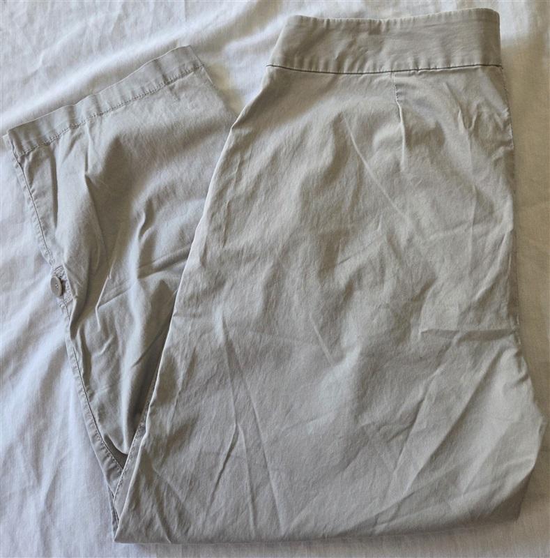 NWOT Eileen Fisher M Straight Leg Organic Cotton Gray Crop Pants 129686