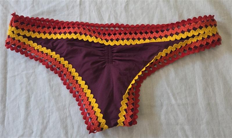 NWOT Becca S Red Yellow Rik Rack Bikini Bottom 129688