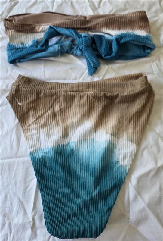 NWOT SOLUNA S Tie Dye Ombre Bikini Bandeau Top & Bottom 129706