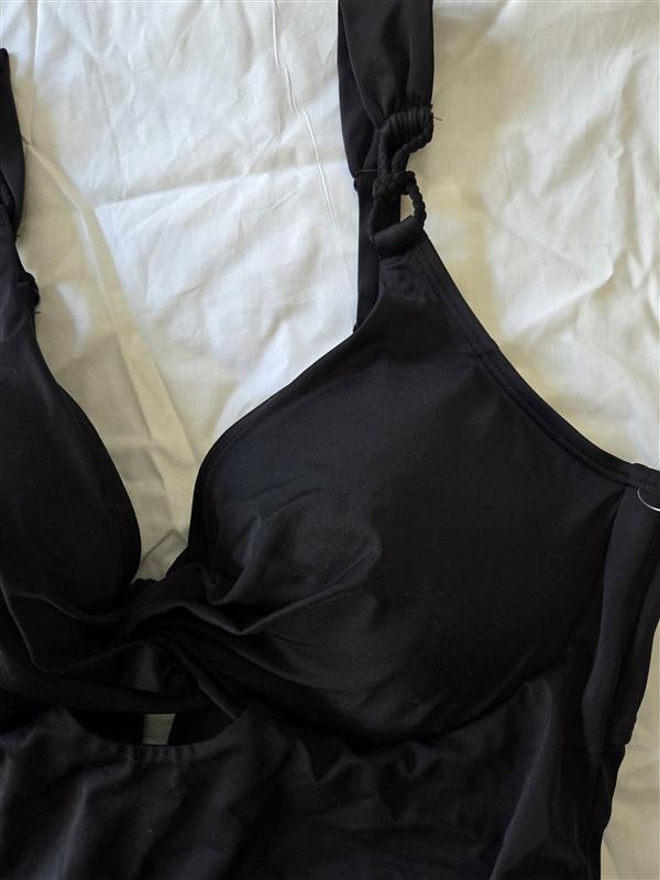 NWT Swimsuits For All 18 Underwire Twist Front Tankini Top Black 129713