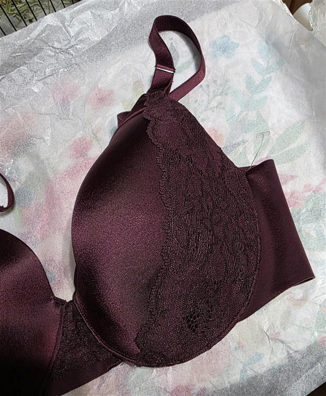 NWOT Soma 36D Vanishing Back Full Coverage Lace Trim Wine 129726