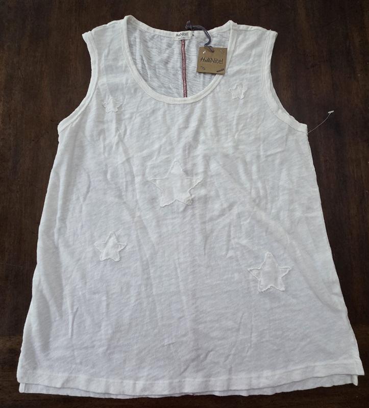 NWT Hello Nite S VIntage White Appliqued Star Tank Top 129816