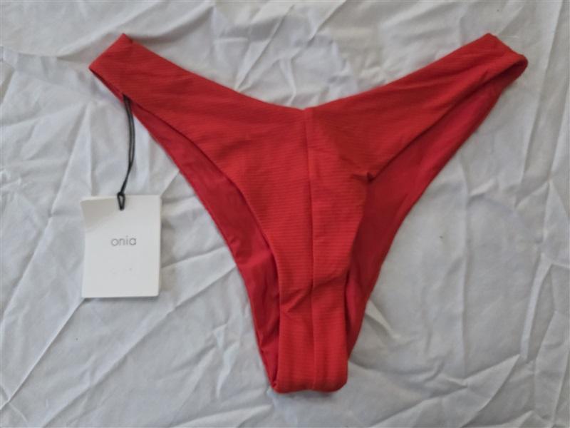 NWT Onia S Carmen Bikini Bottom Red Cheeky Coverage 130354