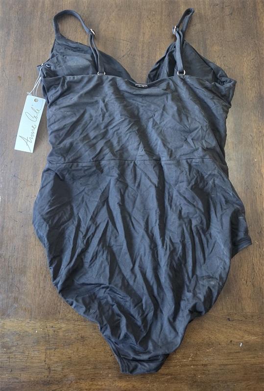 NWT Anne Cole 14 Shirred Twist Lingerie Maillot 1PC Black 130811