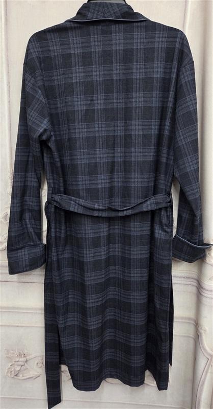 NWT Hart Shaffner Marx L/XL Navy Plaid Men's Long Shawl Collar Robe 130993