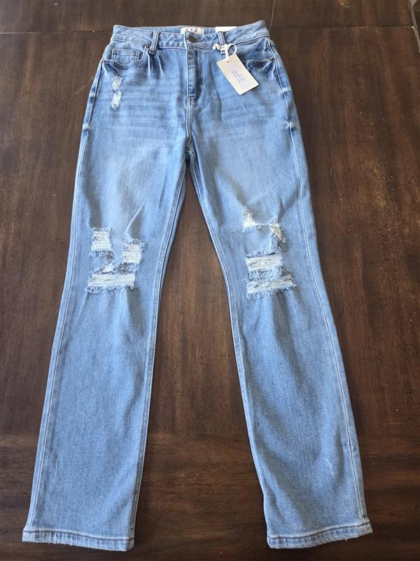 NWT LTJ Letter to Juliet jeans 26 Distressed Straight Leg Denim Jeans 131267