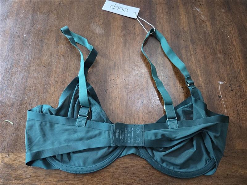 NWT CUUP 38E The Plunge Mesh Emerald Green Sheer Underwire Bra 131480
