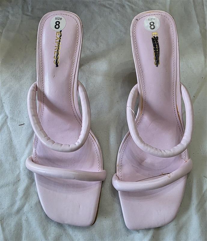 NWOT Express 8 Heeled Slides Sandal Dress Pink 131487