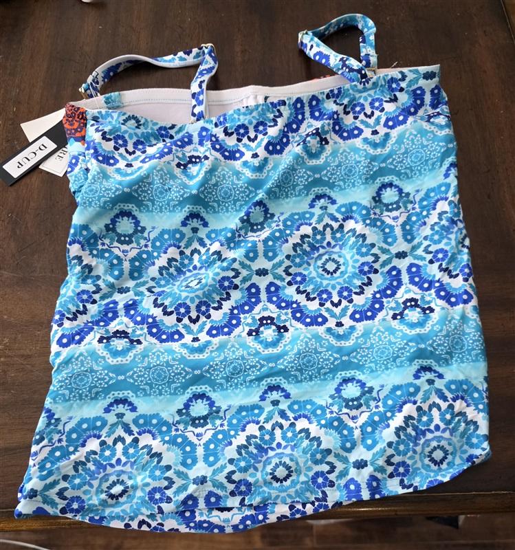 NWT La Blanca 34D Island Goddess In Mix Shirred Bandeau Tankini Swim Top 131623