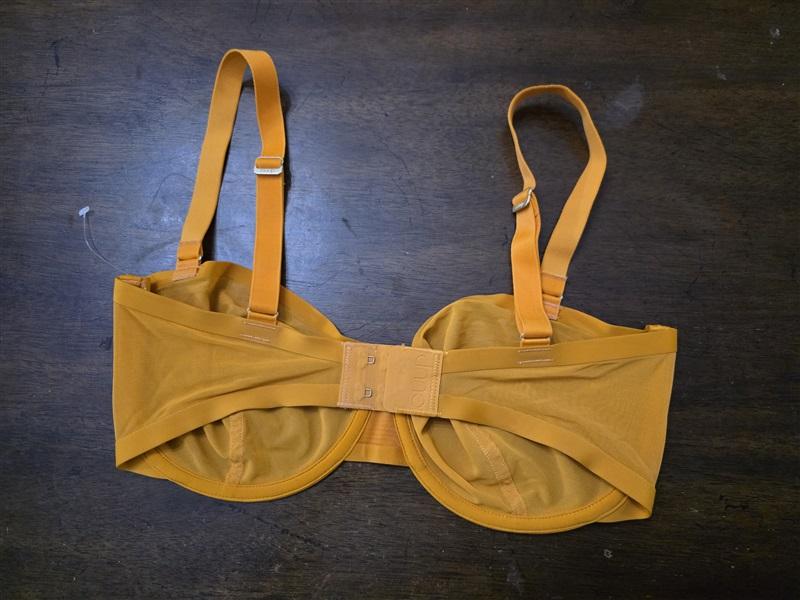 NWOT CUUP 34D The Balconette Mesh Orange Sheer Underwire Bra 132099
