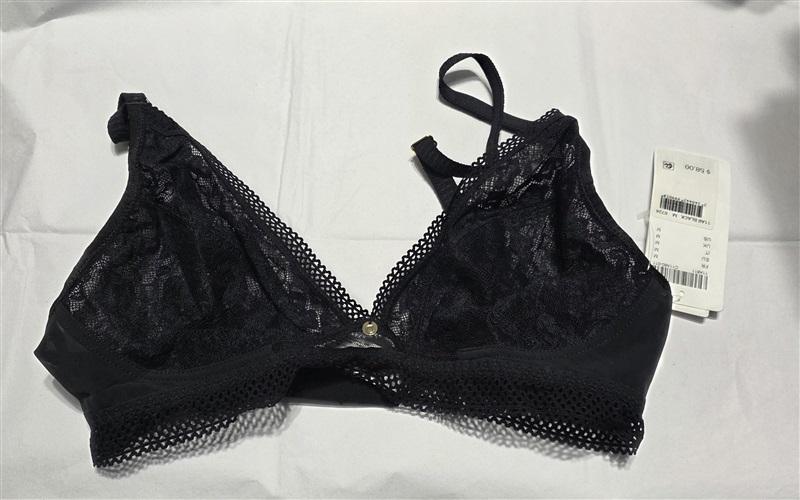 NEW Chantelle M Spirit Lace-Trim Sheer Bralette 11A8 Black 132351
