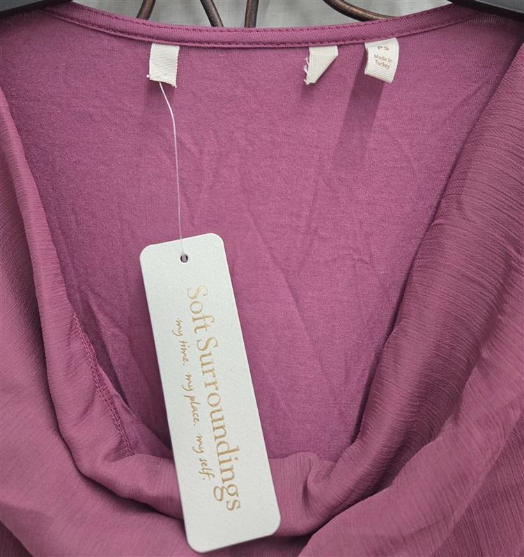 NWT Soft Surroundings S Petite Overlay Cowlneck Timeless Tunic Berry 132505