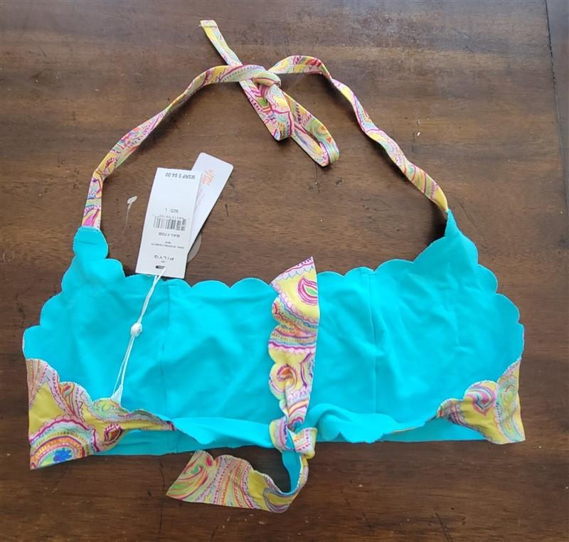 NWT Pilyq L Bahia Reversible Wave Yellow Paisley Bikini Swim Top & Bottom 132772