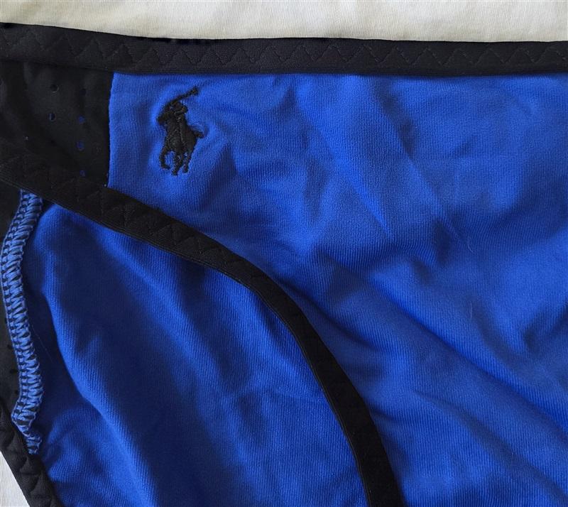 NWT Ralph Lauren S Blue Black ColorBlock Net Hipster Bikini Swim Bottom 132917