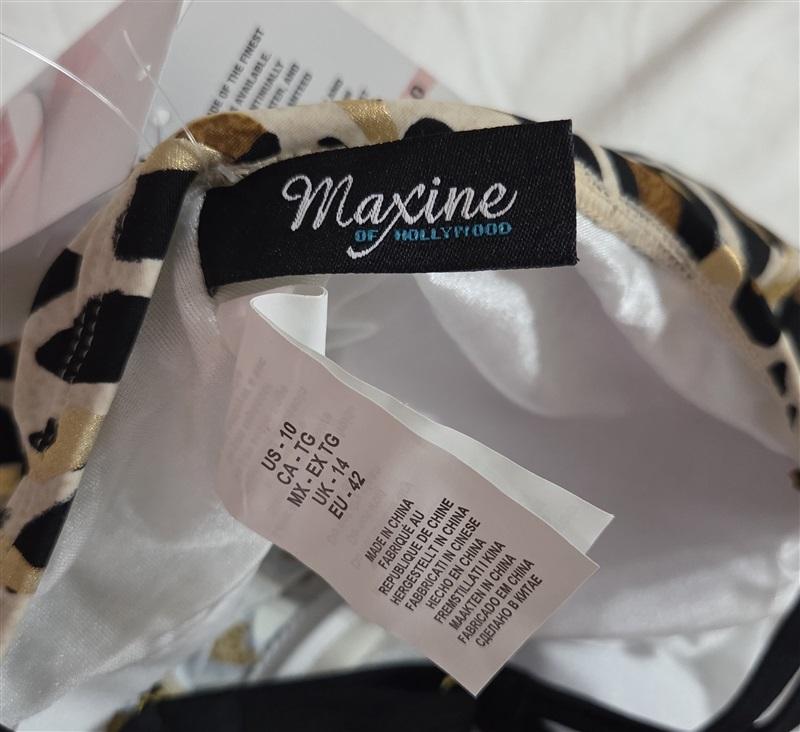 NWT Maxine Of Hollywood 10 Jungle Cat Animal Print Hi Neck Tankini Top 133011
