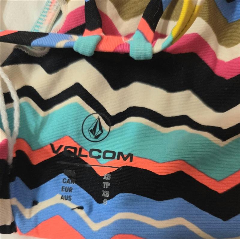 NWOT Volcom XS ZIg Zag Stripe Racerback Bikini Swim Top 133127