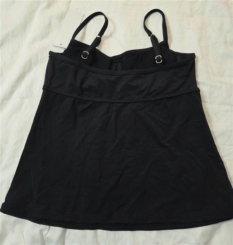 NWT Soft Surroundings Sunset M Tankini Top Solid Black 133128