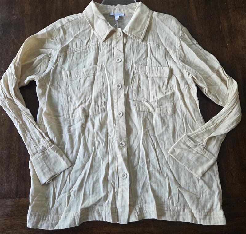 NWT Calme Johnny Was XS Double Pocket Shacket Button Shirt Jacket Ivory 133275
