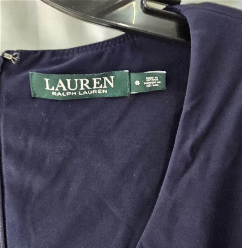 NWOT Ralph Lauren 8 Navy Blue Surplice Bottom Sheath Dress 133550