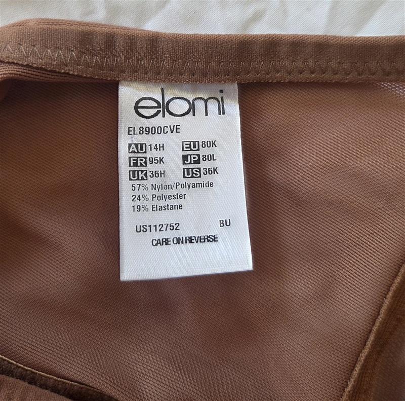 NWOT Elomi 36K USA Matilda Underwire Plunge Bra EL8900 Beige 133583