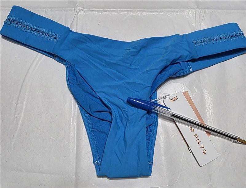 NWT Pilyq Tropics S Stitched Side Tab Blue Teeny Bikini Bottoms 134199