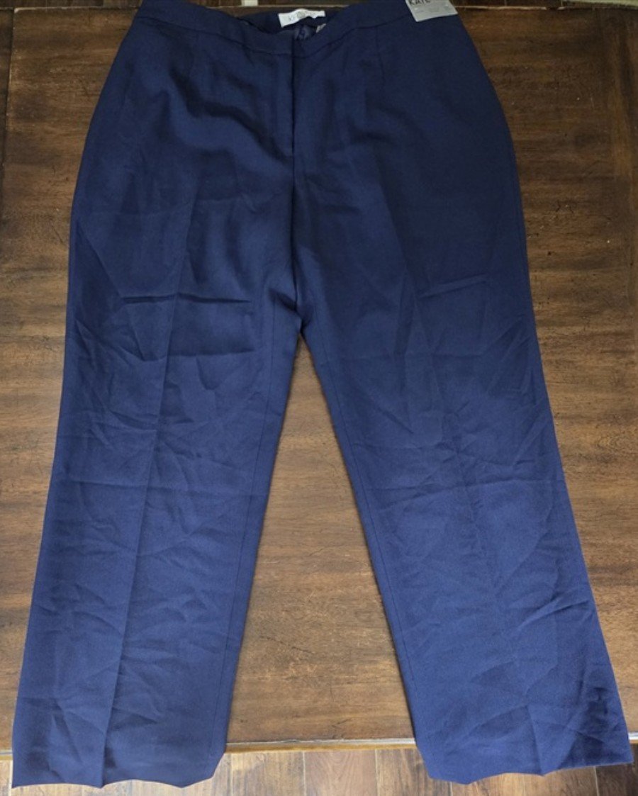 NWT Kasper 16W Kate Classic Fit Navy Blue Dress Pants Trousers 134440
