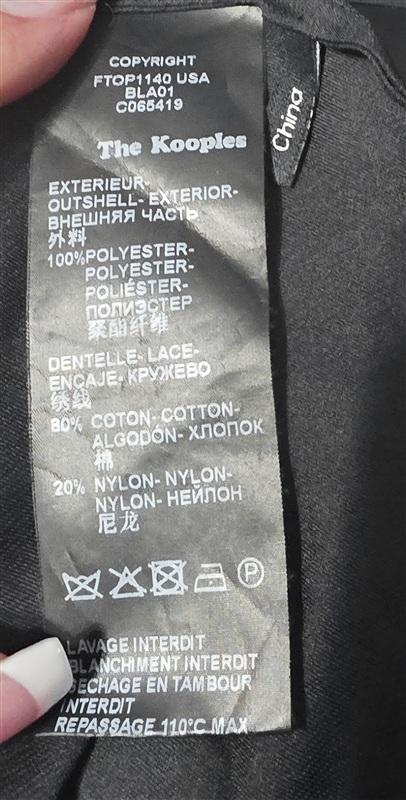 NWOT The Kooples sz 3 Medium Black Silky Lace Camisole