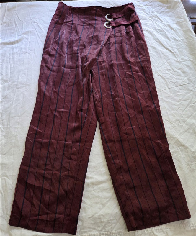 NWOT Anthropologie J.O.A. L Stripe Blue Wine Crop Pants 136860