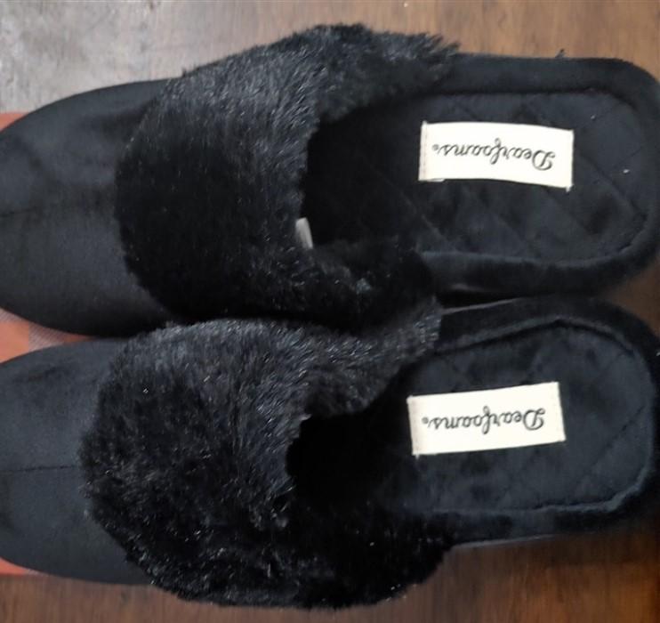 NEW Dearfoams Microsuede Black Scuff Slippers Clogs S 75677