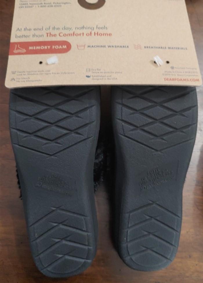 NEW Dearfoams Microsuede Black Scuff Slippers Clogs S 75677