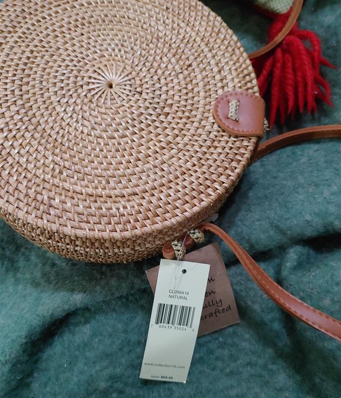 Collection 18 Round Wicker Rattan Purse For Needlepoint Craft 76792