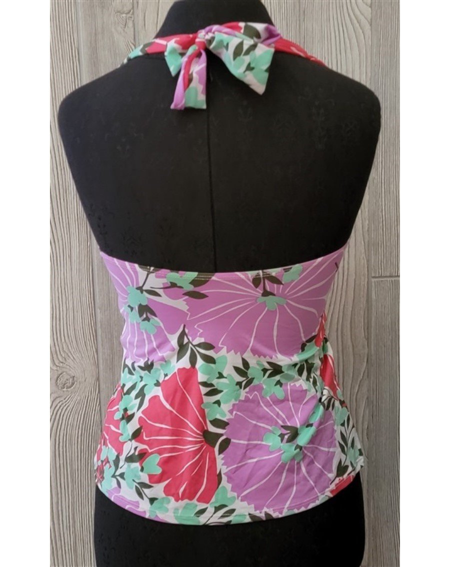 NWOT Ralph Lauren 6 Floral Tankini Twist Swim Top Pink Purple Green #86828