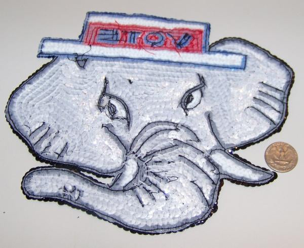 Vintage VOTE Republican Elephant HEAD GOP Sequin Patch Convention Election