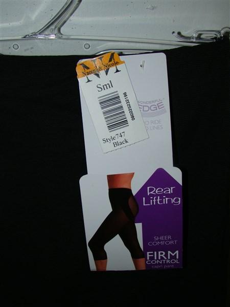 NEW Naomi & Nicole Firm Control Sheer Rear Lifting Capri Pant 747 Sm Black 35996