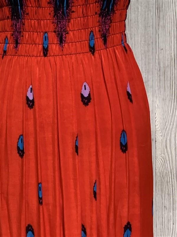NWT Eye of the Peacock Red Gathered Bust Maxi Dress Stretch Sundress L #15