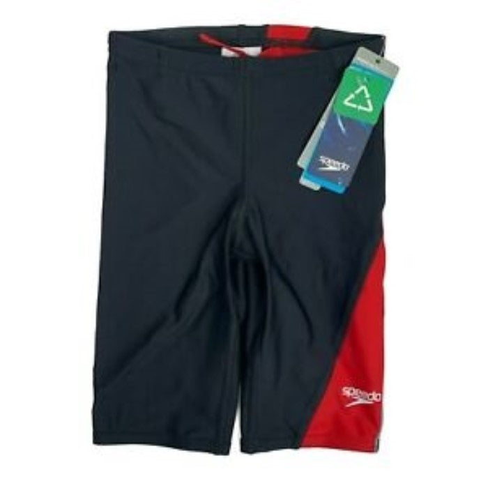 NEW Speedo Swimsuit Jammer Powerflex Eco Revolve Splice Sz 26 Red & Black #82948