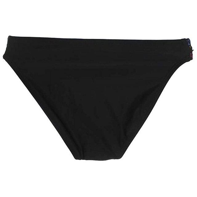 NWT California Waves M Low-Rise Black Woven Neon Bikini Swim Bottom 86222