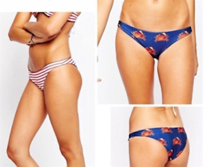 NWT Wildfox M Crabby Crab Reversible Stripe Blue White Blue Bikini Bottoms 86287